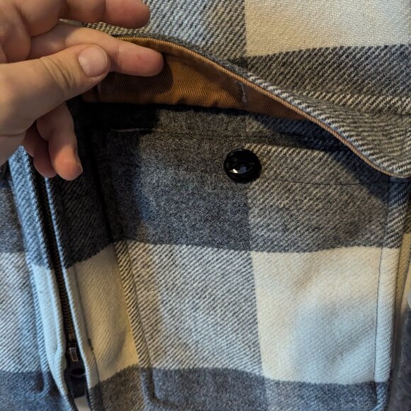 WOOLRICH - Grey plaid coat - Sz M - Picture 8 of 15